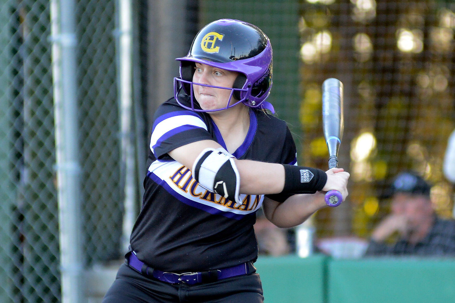 Hickman batter Olivia Johnson grips her bat before a swing